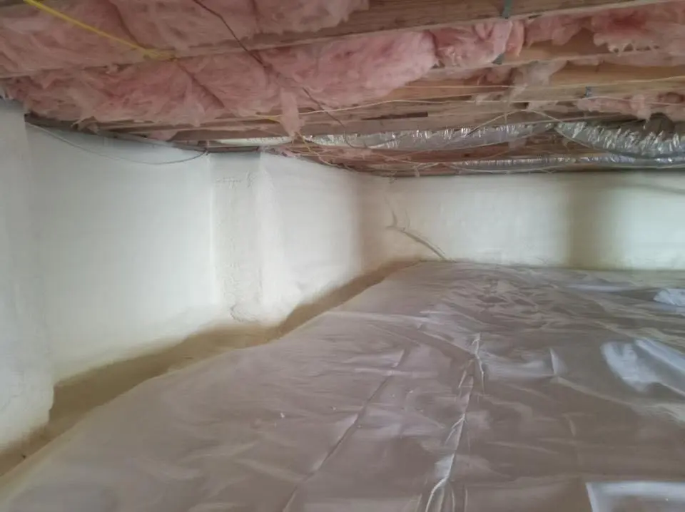 Crawl space encapsulation with closed-cell spray foam for Roof Waterproofing in Hitchcock